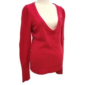 American Eagle Women's Sweater Size Medium V Neck Long Sleeve Pink Preppy Layers